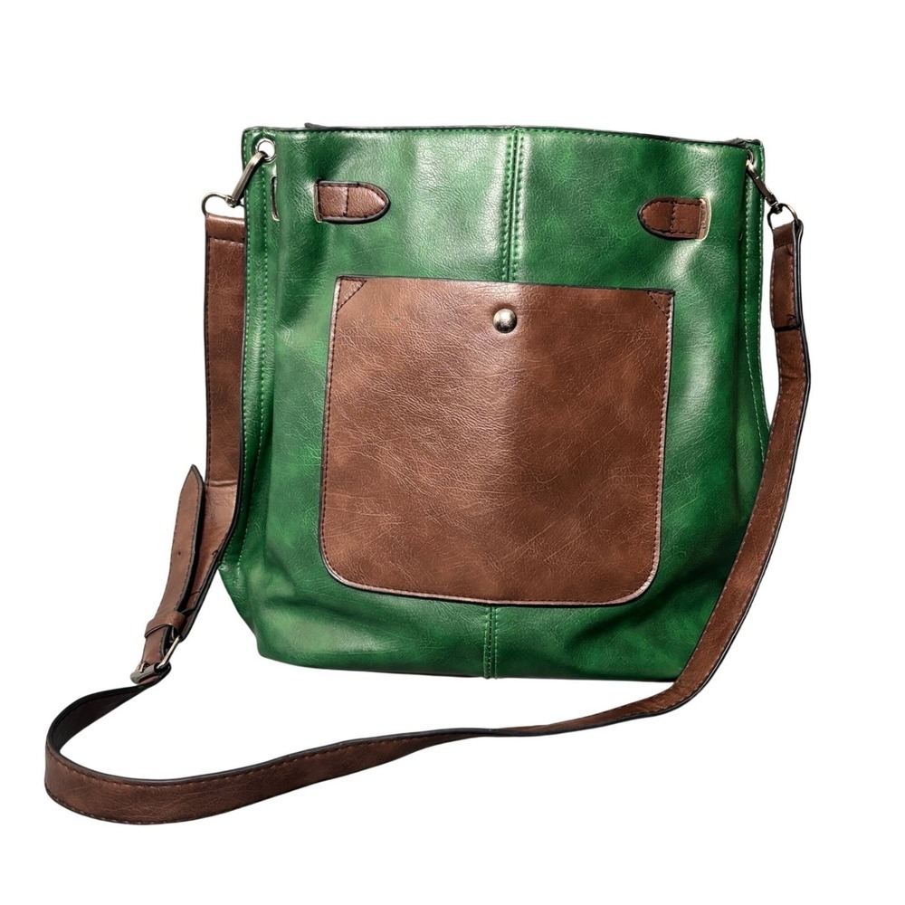 Green Bucket Adjustable Strap Fashion Shoulder BagTop Handle Pocket